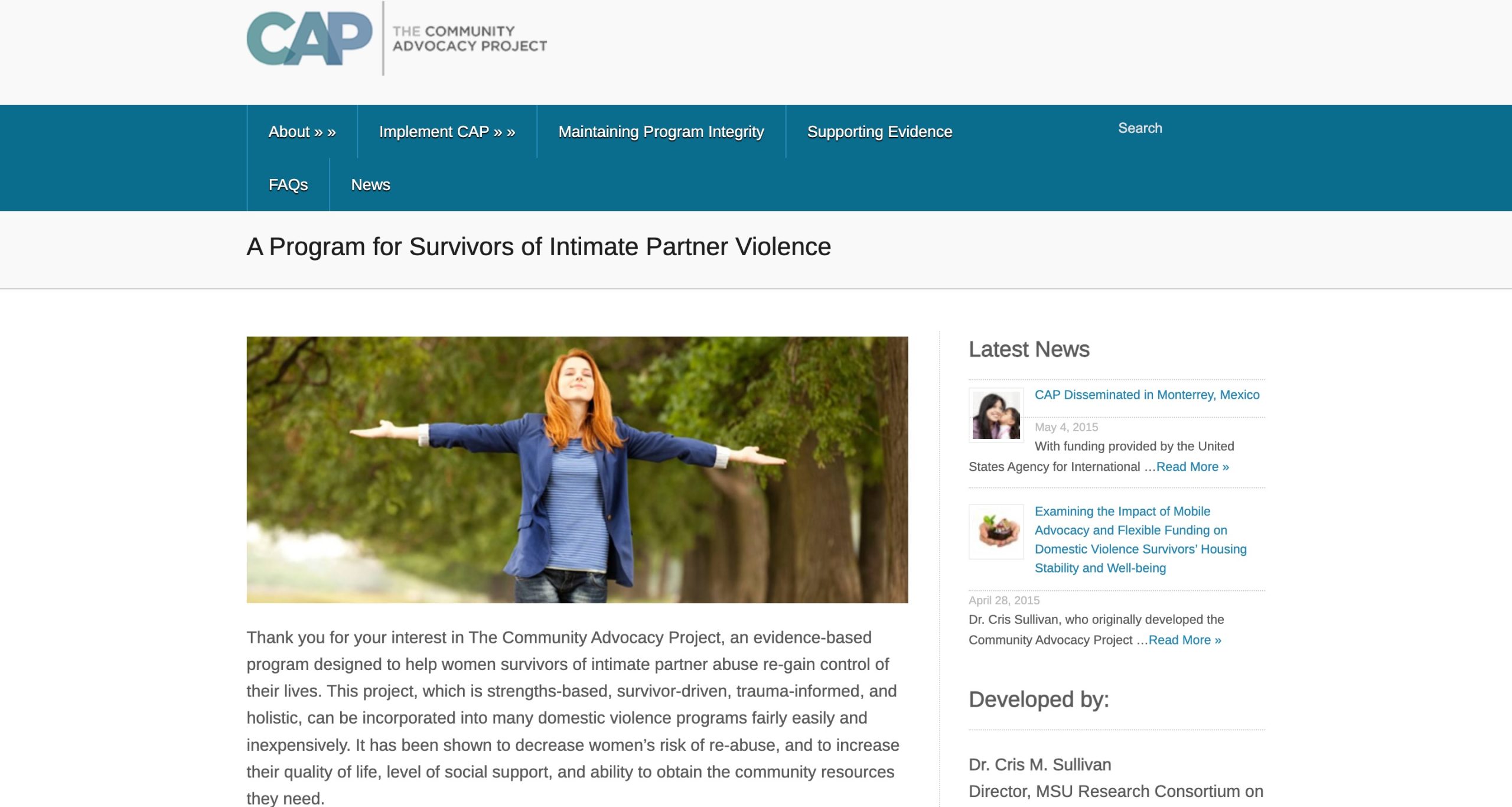 advocacy, domestic violence, survivors, community, DV, DV advocate, CAP program, Dr. Cris Sullivan, RCGV