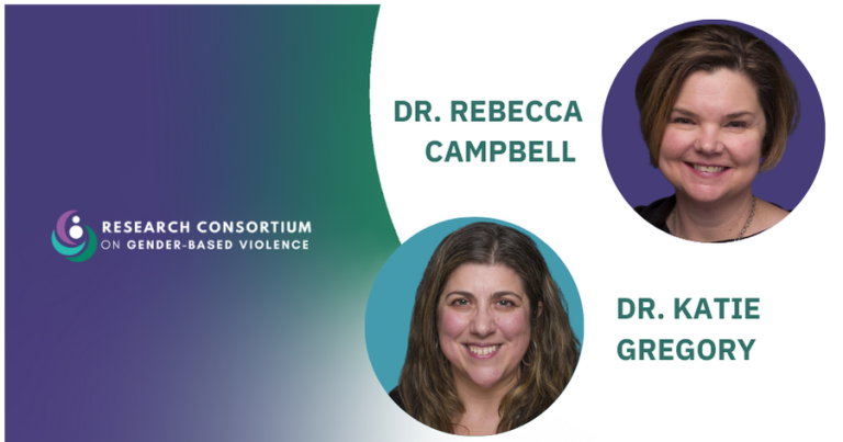 RCGV logo with circular headshots of Dr. Rebecca Campbell and Dr. Katie Gregory