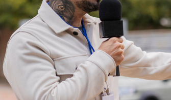 Man talking into mic